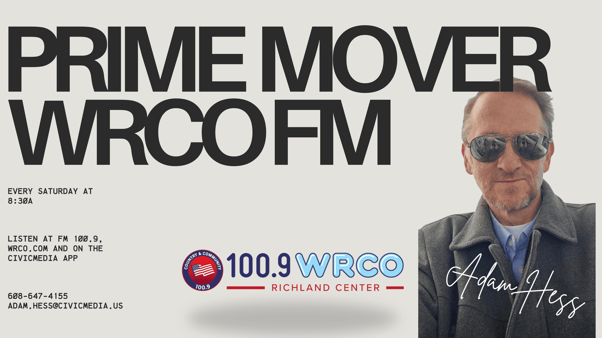 Prime Mover every Saturday morning on WRCO FM